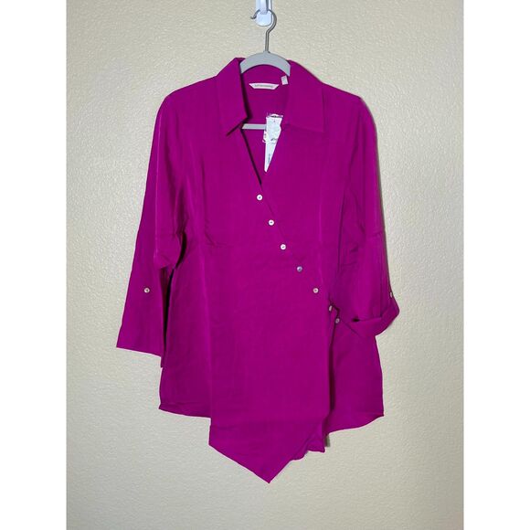 NWT Soft Surroundings Asymmetrical Wrap Tunic Lyocell Top Medium $98 Retail - Picture 1 of 10